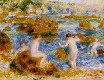 Nude Boys on the Rocks at Guernsey Artwork by Pierre Auguste Renoir
