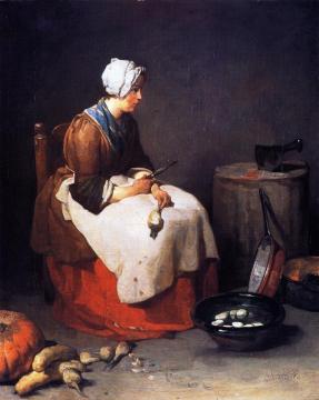 The Turnip Peeler Artwork by Jean-Baptiste-Simeon Chardin