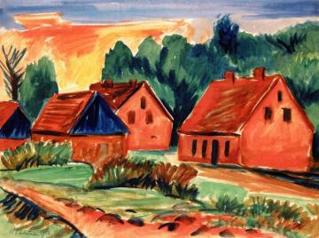 Red Houses Artwork by Hermann Max Pechstein