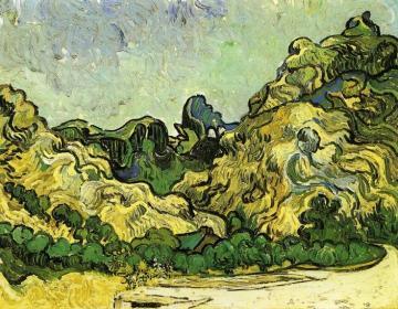 Mountains At Saint-remy With Dark Cottage Artwork by Vincent Van Gogh