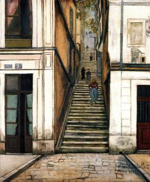 Stairway Alley, Cottin Artwork by Maurice Utrillo