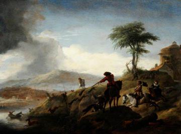 A Stag Hunt Artwork by Philips Wouwermans