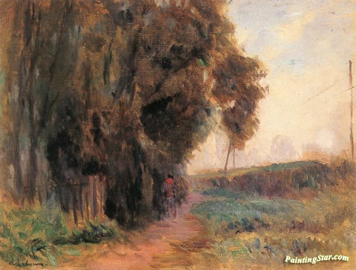 Rising Path along a Railway Artwork by Albert Lebourg