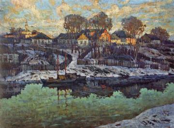 Town on the River Artwork by Konstantin Gorbatov