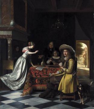 Card Players At A Table Artwork by Pieter de Hooch