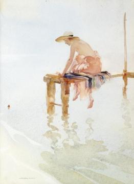 Clarrisa Fishing Artwork by Sir William Russell Flint
