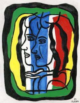 Composition with Two Profiles Artwork by Fernand Léger