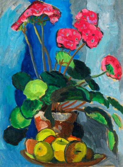 Still Life With Red Primroses Artwork by Gabriele Münter