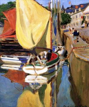 Boats In Port Artwork by Raoul du Gardier