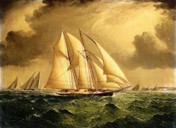 Schooners Racing off Sandy Hook Artwork by James E. Buttersworth