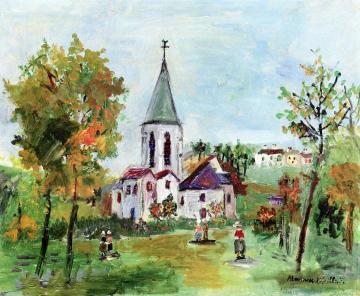 Country Church Artwork by Maurice Utrillo