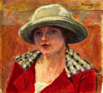 Young Woman with a White Hat Artwork by Pierre Bonnard