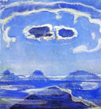 Eiger, Monch and Jungfrau in Moonlight Artwork by Ferdinand Hodler