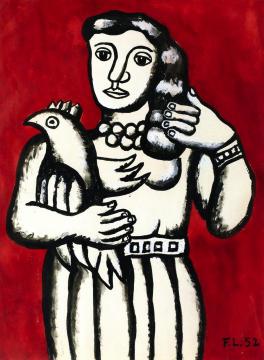 Woman With Parrot Artwork by Fernand Léger