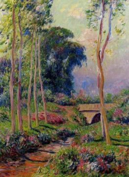 Row of Large Poplars Artwork by Henry Moret