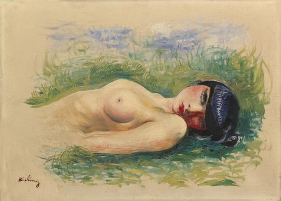 Nu Allonge Sur L'herbe Artwork by Moise Kisling
