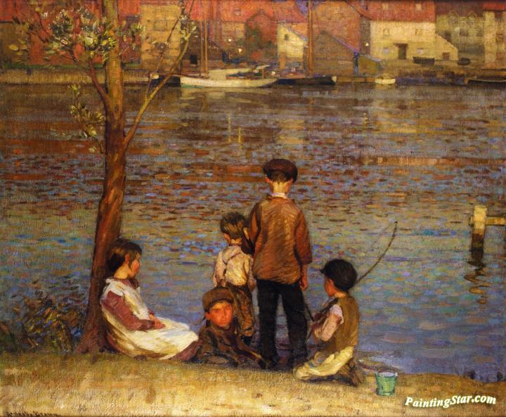 The River, Afterglow Artwork by Sir John Alfred Arnesby Brown