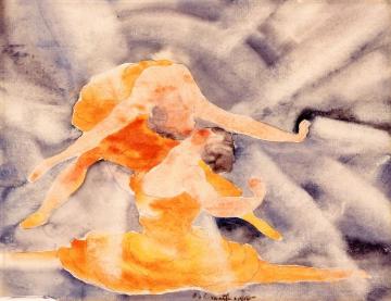 Two Women Acrobats Artwork by Charles Demuth