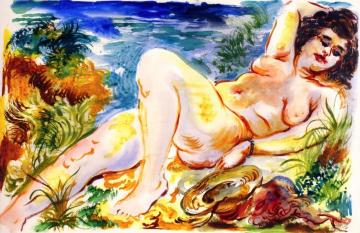 Reclining Nude Artwork by George Grosz