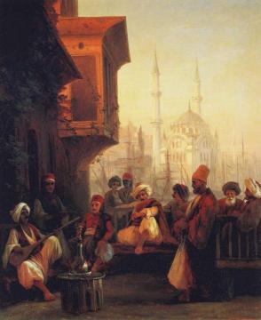 Coffee-house by the Ortaköy Mosque in Constantinople Artwork by Ivan Constantinovich Aivazovsky