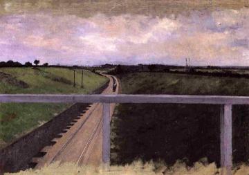 Landscape with Railway Tracks Artwork by Gustave Caillebotte