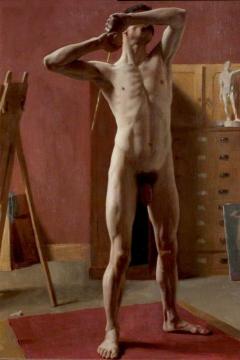 Standing Male Nude Artwork by Harold Knight