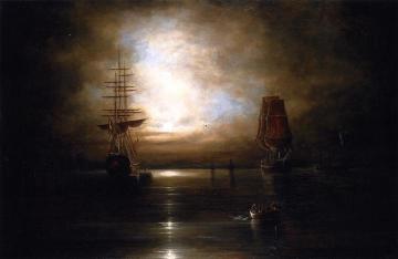 Marine View - Moonlight (after Grolig) Artwork by Cornelius Krieghoff
