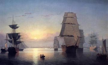 Boston Harbor at Sunser Artwork by Fitz Hugh Lane