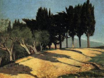 Country Road with Cypresses Artwork by Giuseppe Abbati