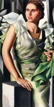 Portrait of a Young Woman with a Square Column Artwork by Tamara De Lempicka