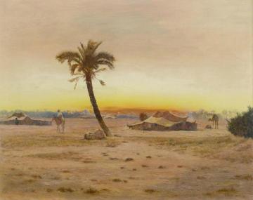 Oasis near Cairo (Oase bei Kairo) Artwork by Otto Pilny