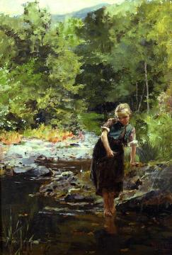Crossing the Stream Artwork by Henry John Yeend King