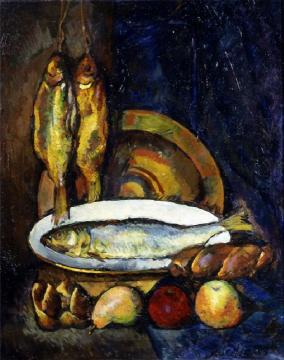 Still Life with Fish Artwork by Ilya Mashkov