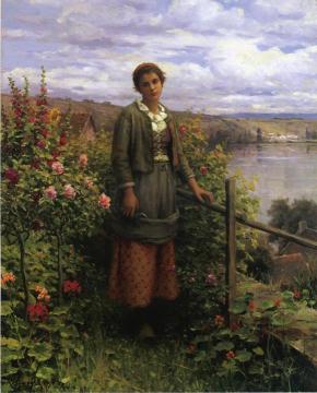 In Her Garden Artwork by Daniel Ridgway Knight