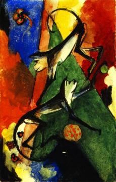 Two Monkeys Artwork by Franz Marc