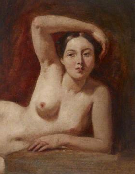 Half-figure Of A Female Nude Reclining Artwork by William Etty