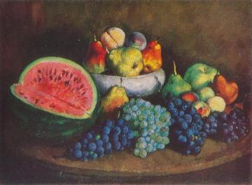 Watermelon and grapes Artwork by Ilya Mashkov