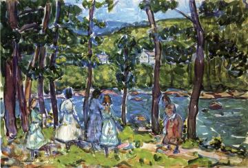 Girls on the Riverbank Artwork by Maurice Prendergast