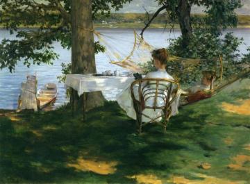 Afternoon Tea On The Teracce Artwork by Irving R. Wiles
