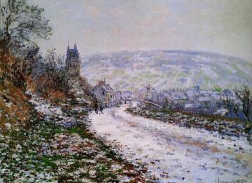 Entering the Village of Vetheuil in Winter Artwork by Claude Oscar Monet