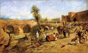 Arrival Of A Caravan Outside The City Of Morocco Artwork by Edwin Lord Weeks