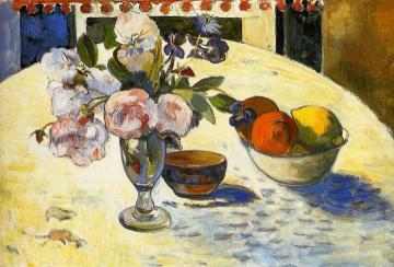 Flowers in a Fruit Bowl Artwork by Paul Gauguin