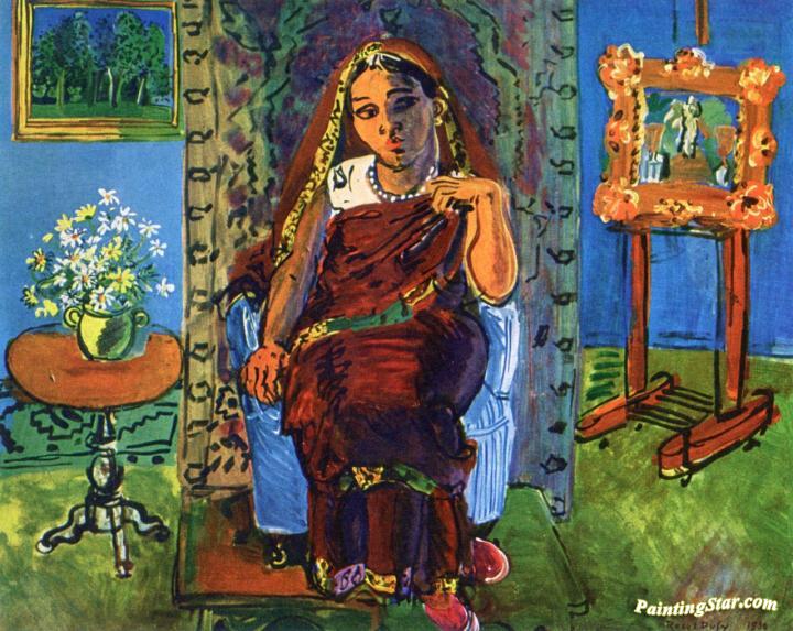 Interior With Hindu Woman Artwork by Raoul Dufy