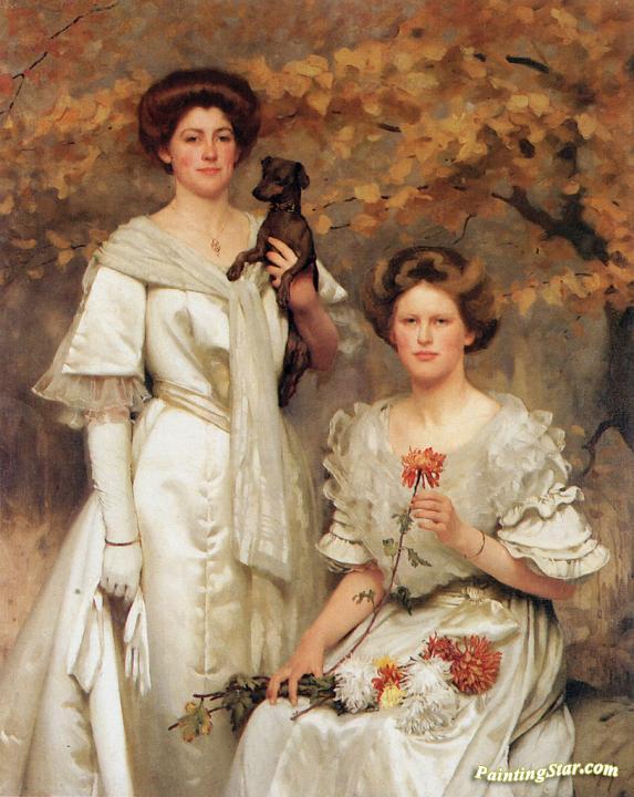 Hilda And Margaret, Daughters Of Professor Sir Edward Poulton Artwork by Thomas Cooper Gotch