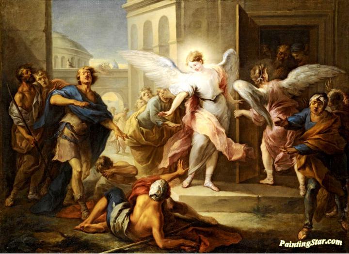 The Blinding Of The Inhabitants Of Sodom Artwork by Carle van Loo