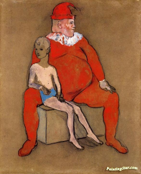Clown And Young Acrobat Artwork by Pablo Picasso