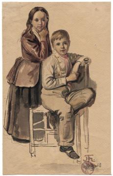 Brother and Sister Artwork by Hans Thoma