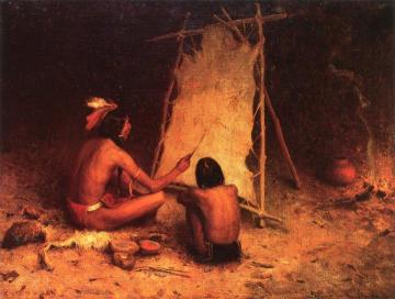 Indian Brave Recording General Mackenzie's Fight With The Cheyenes Artwork by E. Irving Couse