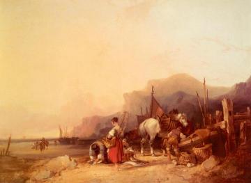 Unloading The Catch, Near Benchurch, Isle Of Wight Artwork by William Shayer Snr