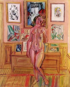 Standing Nude with Tableau Artwork by Raoul Dufy